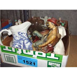 Box of assorted vintage collectables; decorative