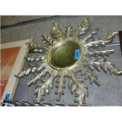 Large silver painted decorative wall mirror