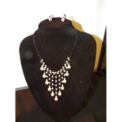 Pearl & Crystal Necklace & Earrings