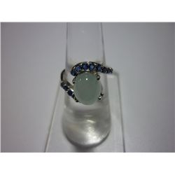 23.25 CTW BLUE SAPPHIRE AND AQUAMARINE RING .925 STERLI