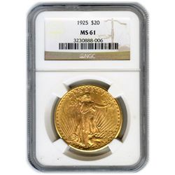 Certified $20 St Gaudens MS61 (Dates Our Choice) (PCGS