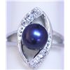 Image 1 : BLACK PEARL AND CZ RING