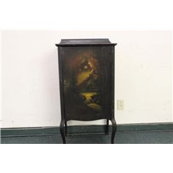 HAND-PAINTED MUSIC CABINET IN NICE CONDITION - MAHOGANY