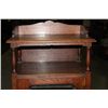 Image 2 : SOLID OAK BONNET TOP MUSIC CABINET WITH BEVELED GLASS