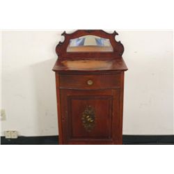 SOLID CHERRY MUSIC CABINET WITH BEVELED MIRROR, BOWED