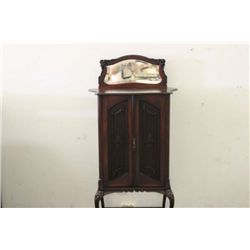 BEAUTIFUL SHEET MUSIC CABINET WITH SHAPED TOP, BOWED