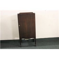 MAHOGANY SHEET MUSIC CABINET WITH FRAMED TOP AND SIX