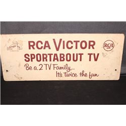 RCA VICTOR ADVERTISING SIGN ON BOARD - 29 X 11.5