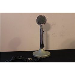 CROME PLATED MICROPHONE ON GRAY TABLE BASE BY ASTATIC -