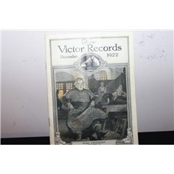 GREAT 1922 DECEMBER ISSUE OF NEW VICTOR RECORDS - NEAR