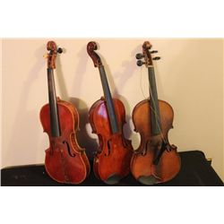3 SOLID VIOLINS FOR PARTS OR RESTORATION