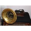 Image 1 : EDISON HOME PHONOGRAPH WORKS FINE WITH LARGE BRASS HORN