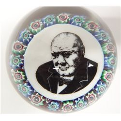 Large Winston Churchill Paperweight. 4" in diameter