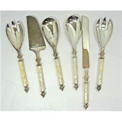 Vintage Towle 6 piece silver plated serving set with Mother of Pearl handles