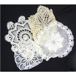 Lot of 4 hand crocheted doilies
