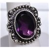 Image 1 : New German Silver Ring, size 6 Purple Stone