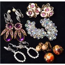 Vintage Lot of Clip back earrings, Six pair total, all in nice condition