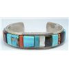 Image 2 : Native American Inlay Cuff Bracelet - Vintage- coin silver