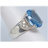 Image 2 : Estate Sterling Silver Ring with Blue Topaz and CZ's,  size 7