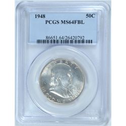 1948 FRANKLIN HALF DOLLAR, PCGS MS-64 FBL  WHITE