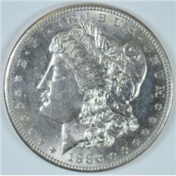 1886-S MORGAN SILVER DOLLAR, MS-64+  BLAST-WHITE SEMI-PL,  SUPER!!