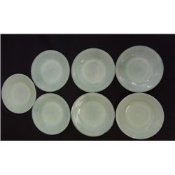 7 LIGHT GREEN SAUCER PLATES