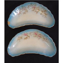 2 VINTAGE CRESCENT SHAPED DISHES