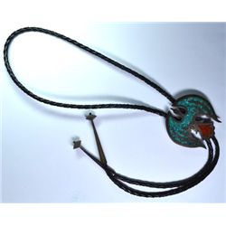 Native American Inlay Silver Bolo