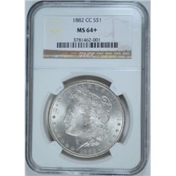 1882-CC MORGAN SILVER DOLLAR, NGC MS-64+  CHERRY