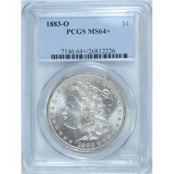 1883-O MORGAN SILVER DOLLAR, PCGS MS-64+   BLAST WHITE