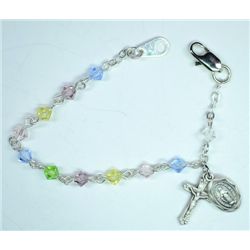 Sterling Silver Beaded Religious Baby Bracelet