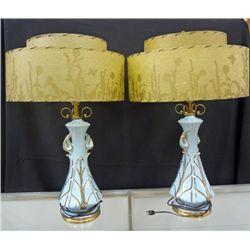 Fabulous Mid Century Modern Table Lamps with the original Shades! 28" tall