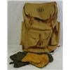 Image 1 : VINTAGE BOY SCOUT STYLE FRAME PACK AND USGI TRIGGER FINGER MITTENS SHELL SIZE M