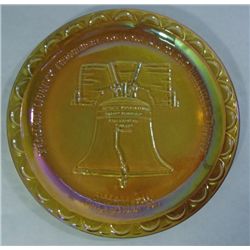 Marigold Iridescent Liberty Bell Plate Philadelphia Pa Souvenir Plate 8"  diam