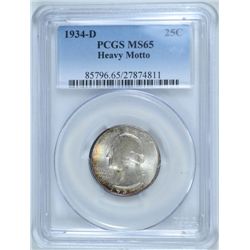 1934-D WASHINGTON QUARTER PCGS MS-65  "HEAVY MOTTO"