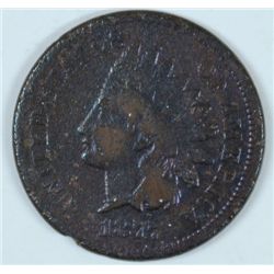 1877 INDIAN CENT, VG+  DARK AND POROUS  ( KEY DATE )