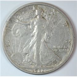 1917-S REVERSE WALKING LIBERTY HALF DOLLAR, XF  ORIGINAL