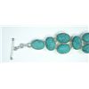 Image 4 : New German Silver Bracelet with Syn Turquoise. 7" long