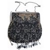 Image 1 : ANTIQUE BEADED LADIES FLAPPER BAG. LEATHER LINING STILL INTACT WITH POCKET.