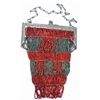 Image 1 : Vintage Beaded flapper bag w/ metal link strap and snap closure.