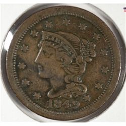 1849 LARGE CENT VF
