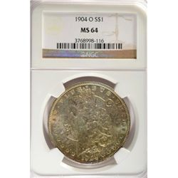 1904-O MORGAN DOLLAR NGC MS64 TONED