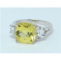 Lemon Citrine & 10k White Gold Ring