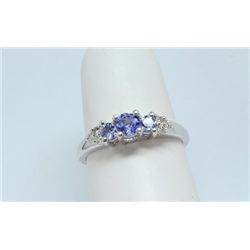 14kt White Gold Diamond and Tanzanite Ring