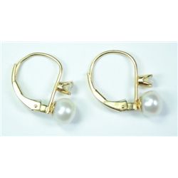 Vintage 14kt Faux Pearl Drop Earrings