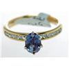 Image 1 : Pre-Owned 14k Yellow Gold Synthetic Alexandrite and Diamond Ring, Size  6.25