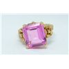 Image 1 : 14kt Pink Stone Ring with Diamond Accents