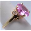 Image 2 : 10 kt. Pink Stone Ring with Clear Stones. Size 6 3/4.