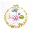Image 1 : Signed Limoge Pendant with Detailed Painted Flowers