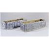 Image 1 : A pair of lead rectangular jardinieres, each with moulded panels to the sides, 28 high x 33 diame...